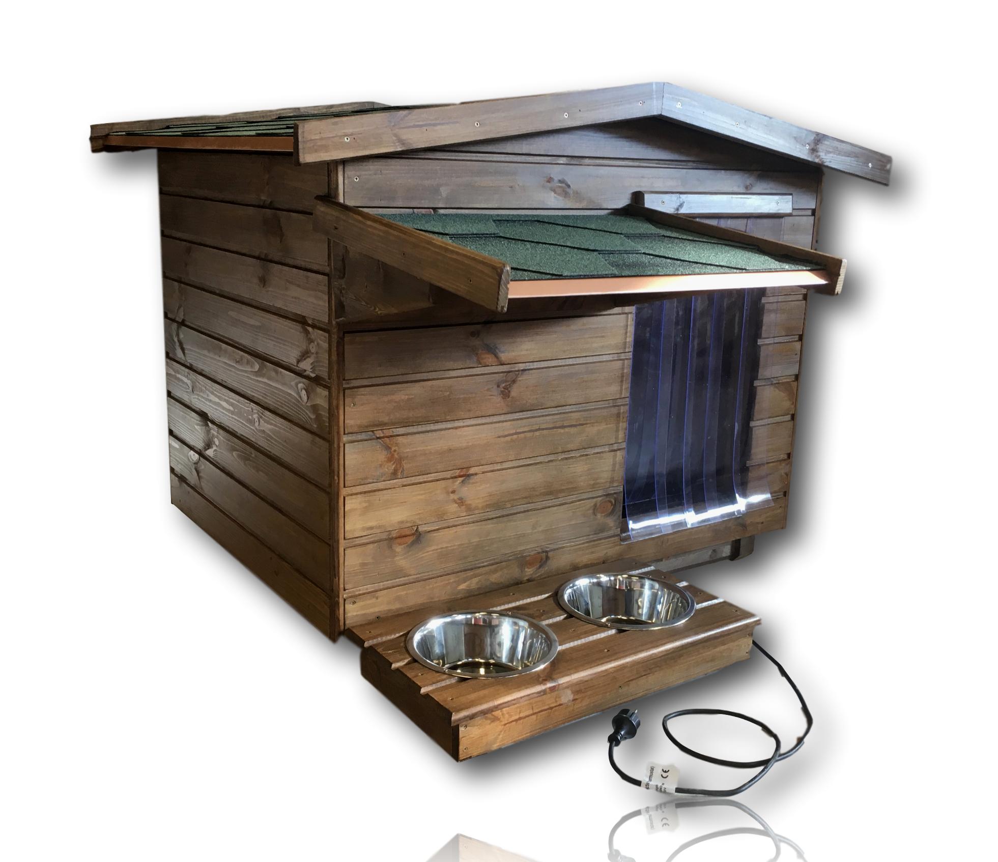 Új Okos fűthető 90X100  kutyaház  fordított amerikai tetős rusztikus dió