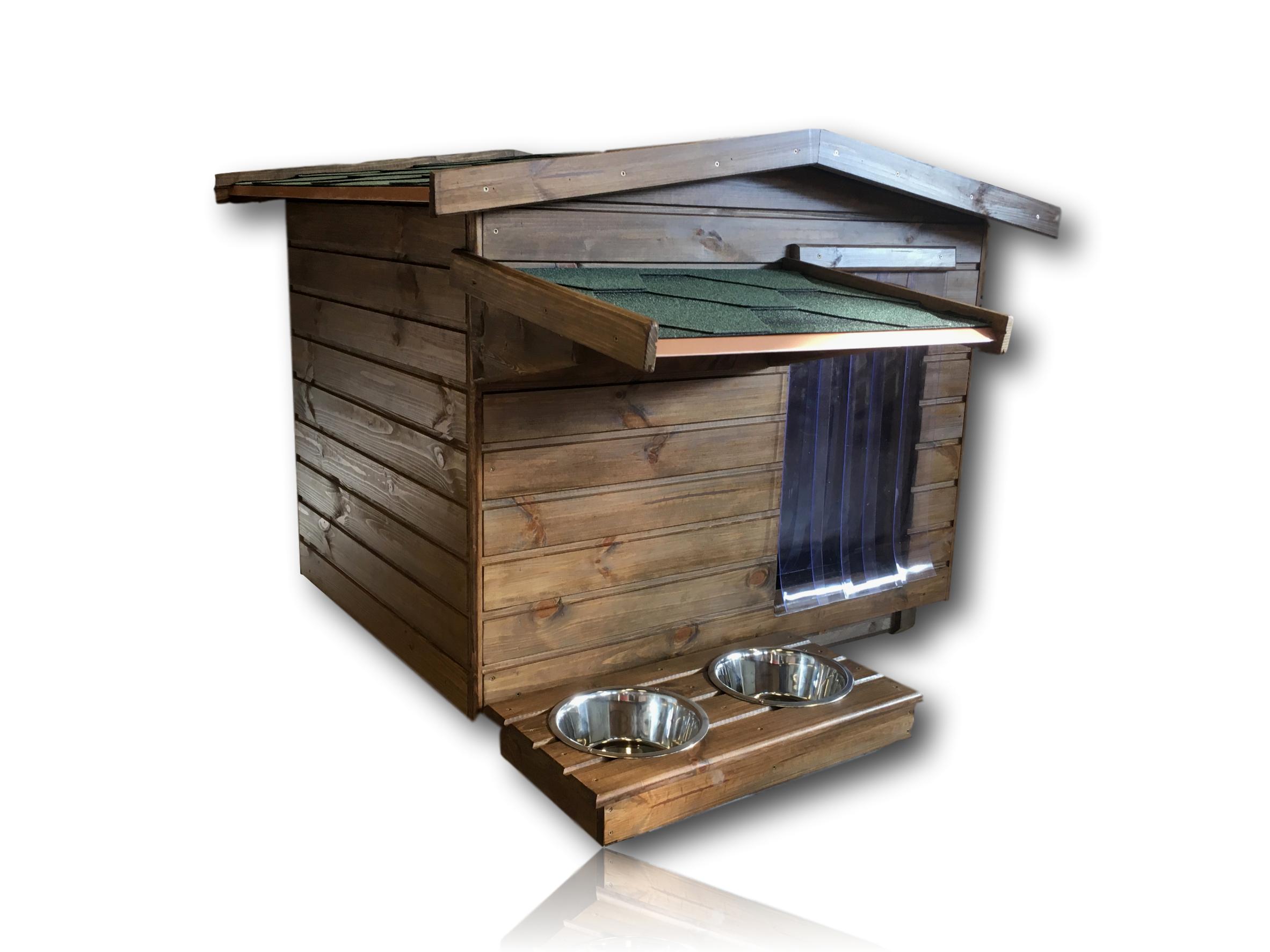 Új Extra hőszigetelt 90x100 kutyaház  fordított amerikai tetős rusztikus dió