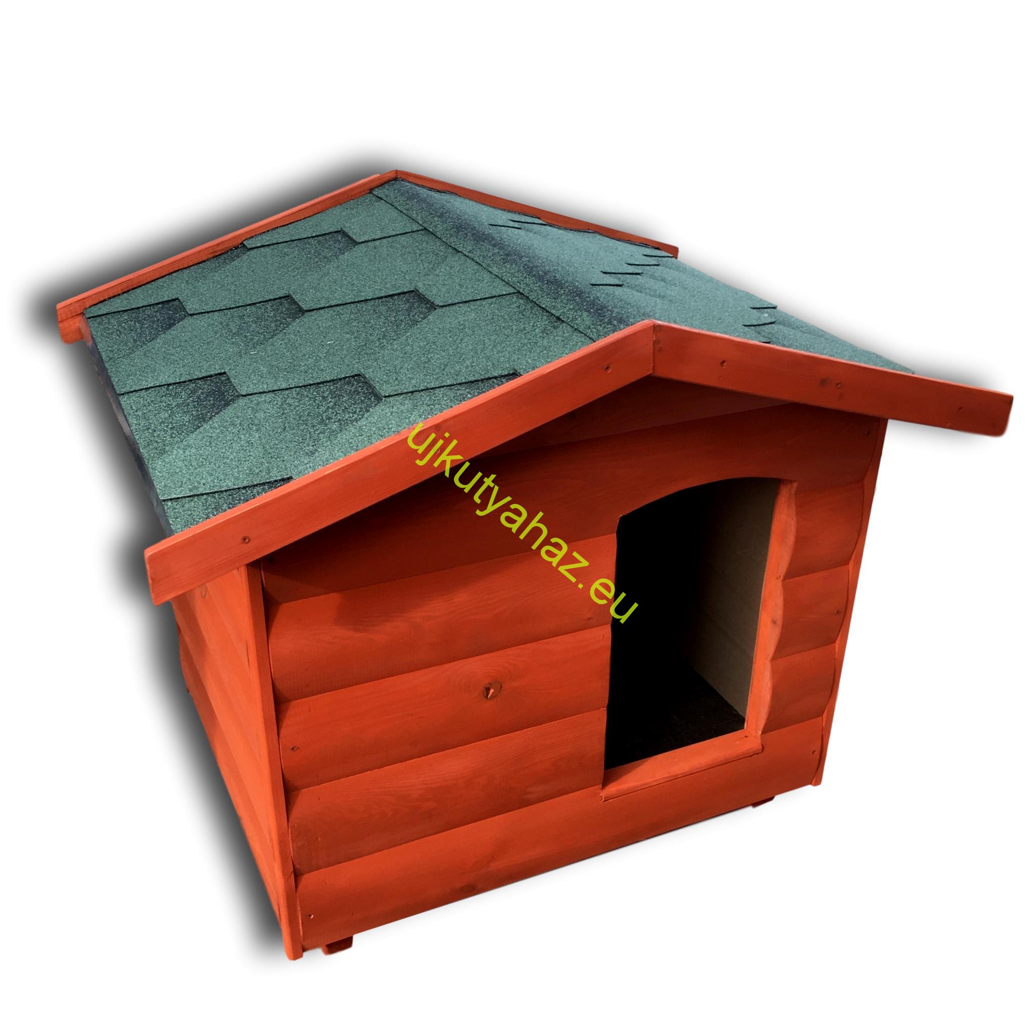 Új Rönkhatású 80X100 hőszigetelt kutyaház fordított amerikai tetős 