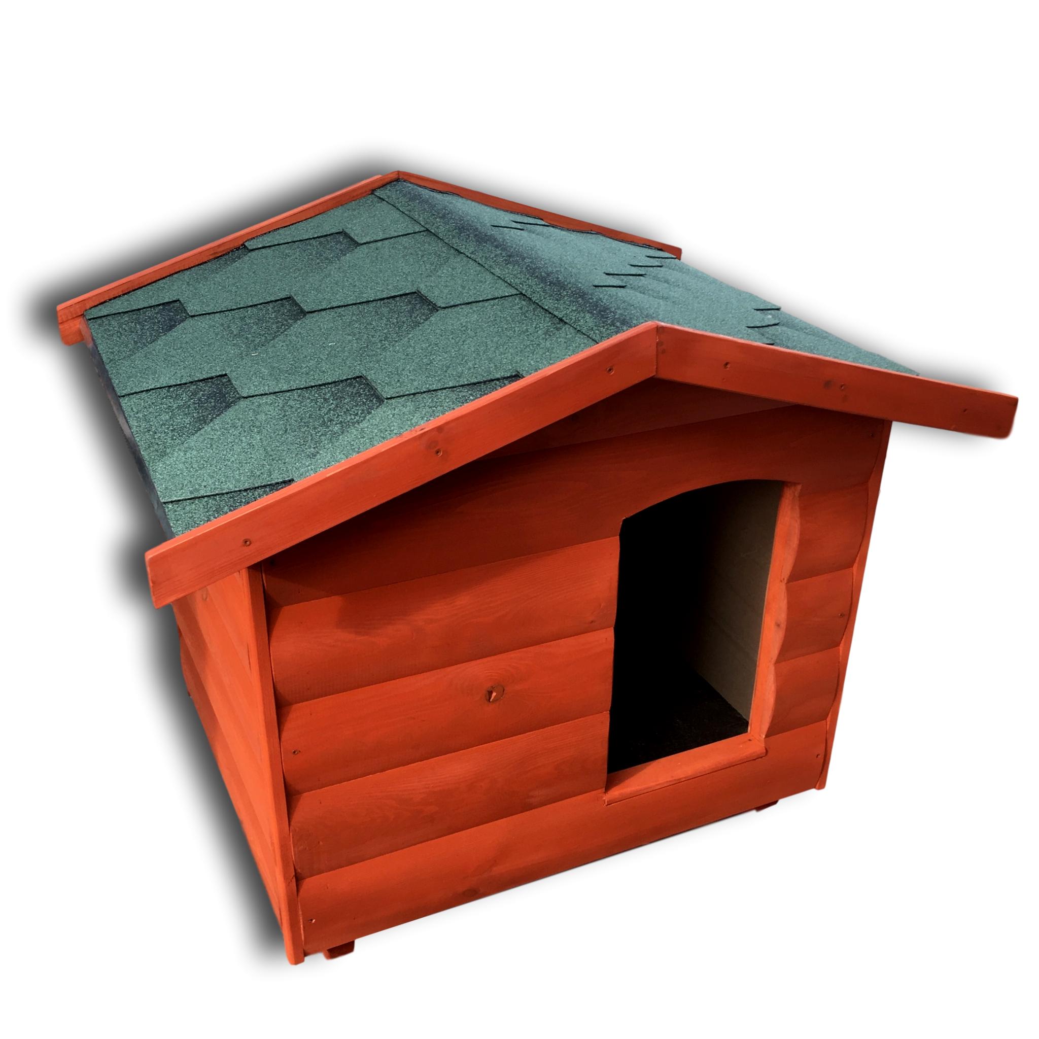 Új Rönkhatású 80X100 hőszigetelt kutyaház fordított amerikai tetős 