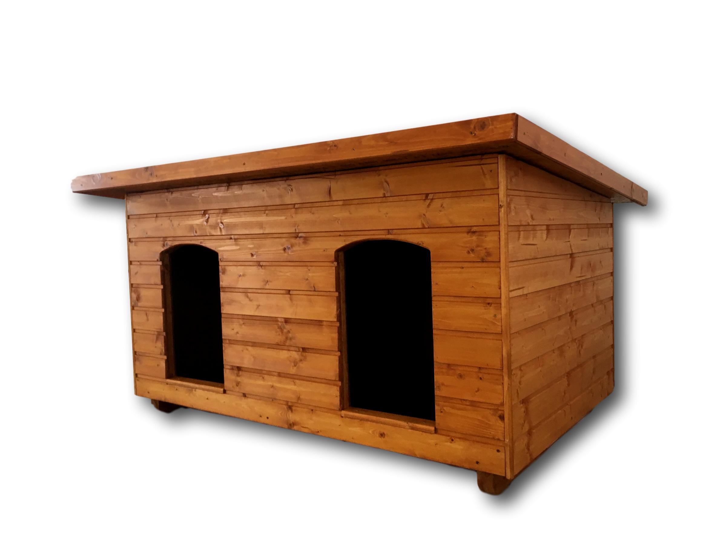 Új Fűthető 160X100 hőszigetelt dupla kutyaház lapos tetős goldgelb
