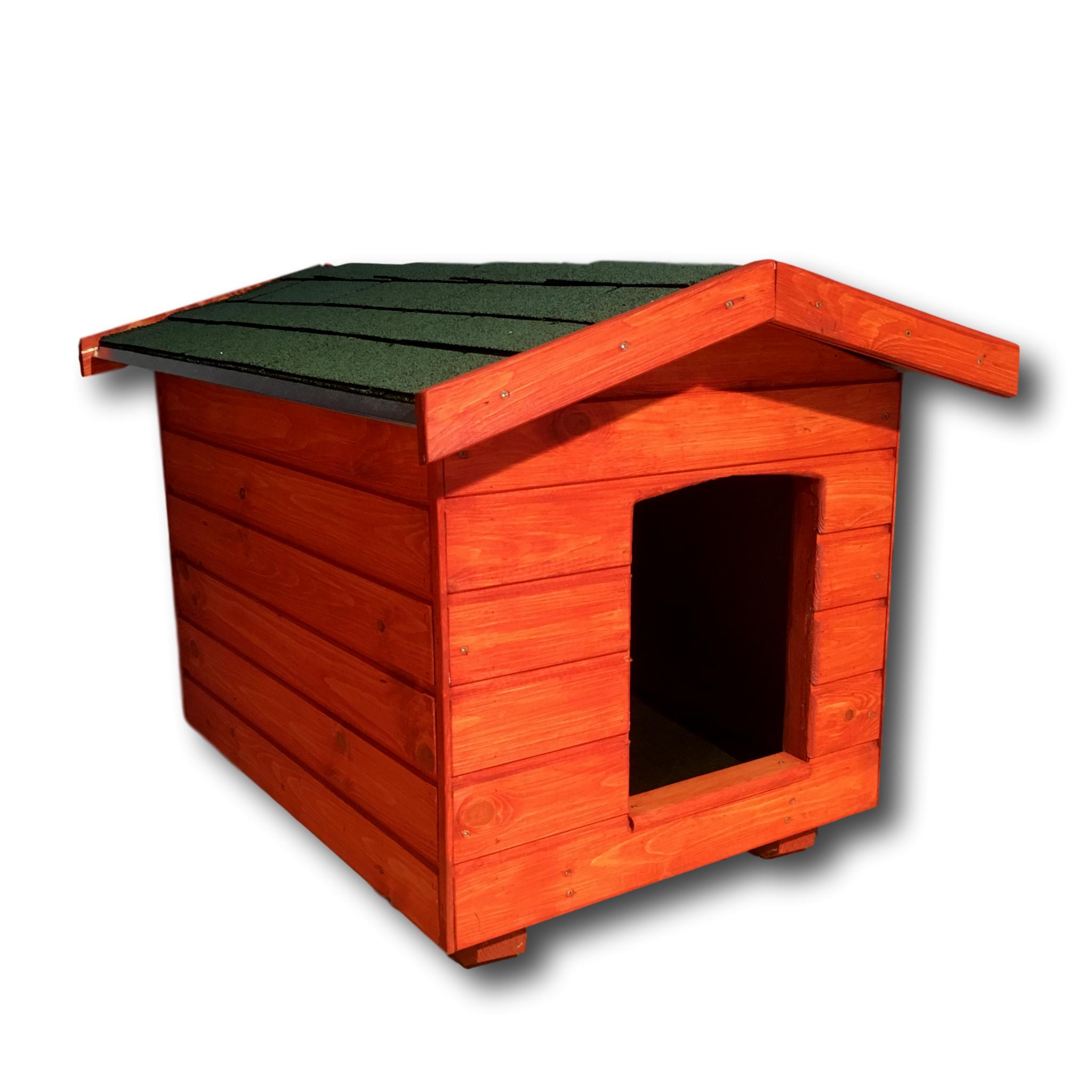 Új Fűthető 60X80 kutyaház  amerikai tetős mahagóni