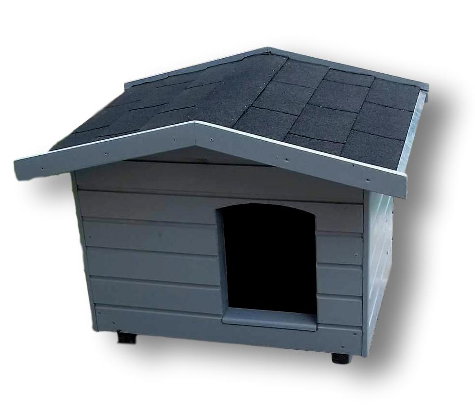 Új Fűthető 60X80 kutyaház fordított amerikai tetős - szürke