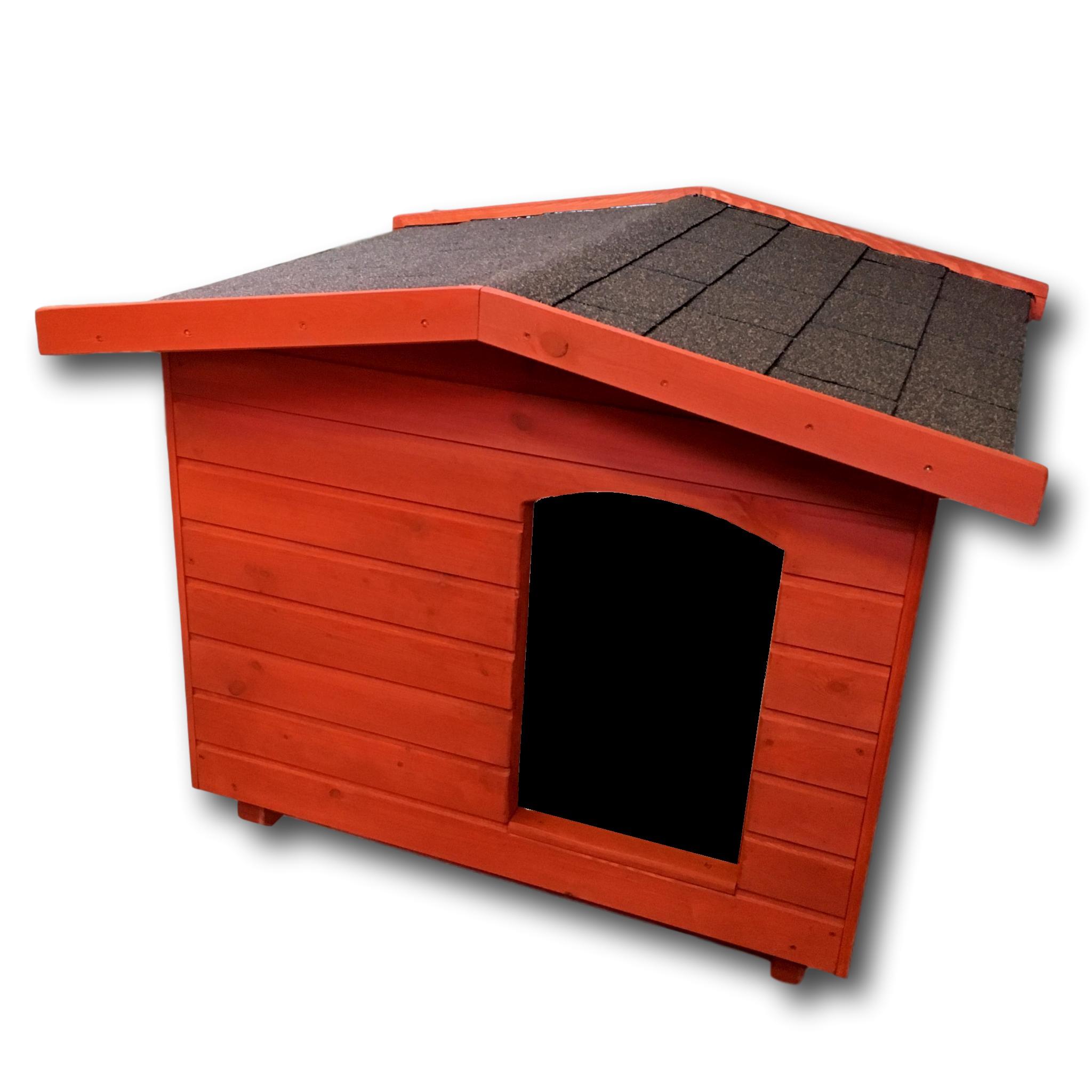 Új 70X80 kutyaház fordított amerikai tetős mahagóni; Hőfüggönnyel 