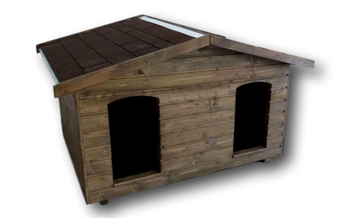 Új Fűthető 140X100 hőszigetelt dupla kutyaház fordított amerikai tetős dió
