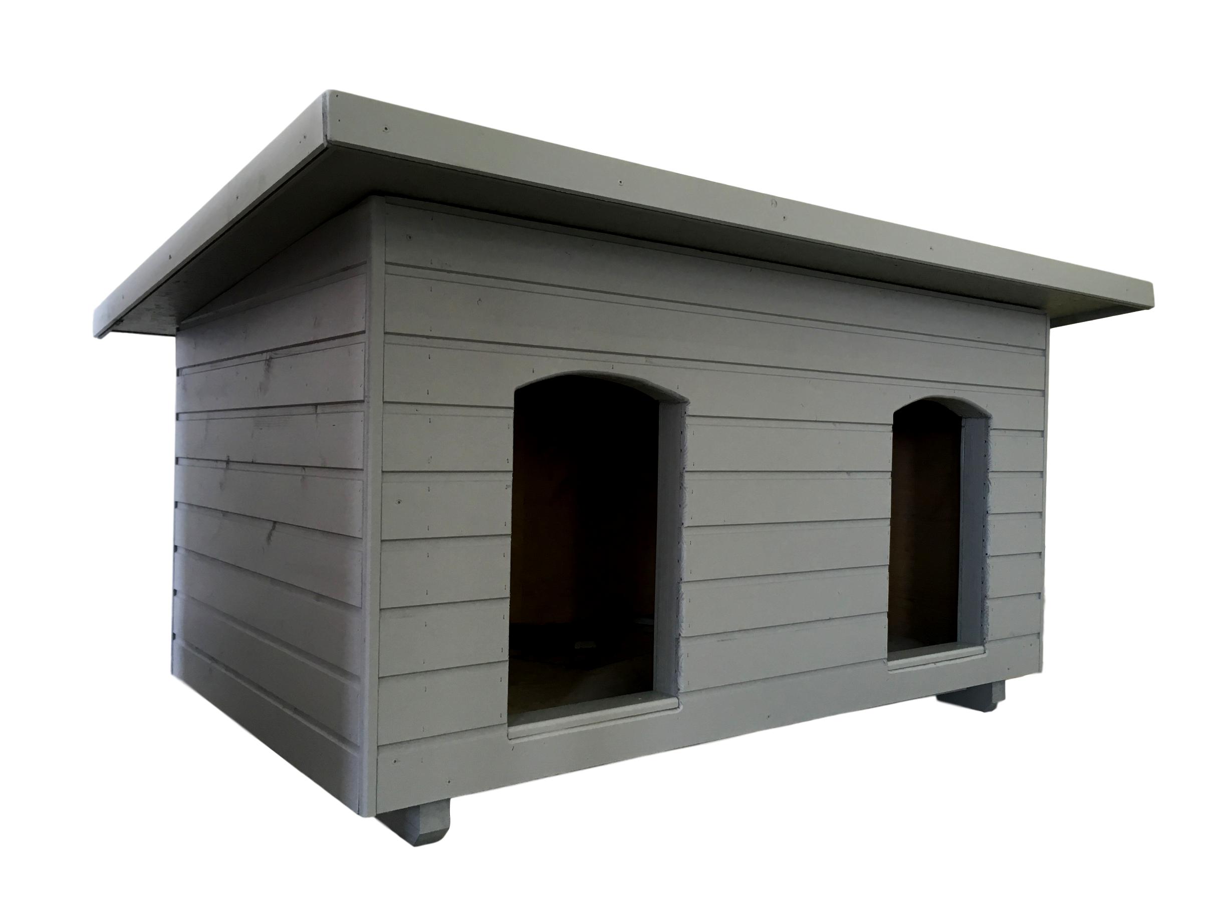 Új 160X100 dupla kutyaház lapos tetős - szürke, szürke zsindely