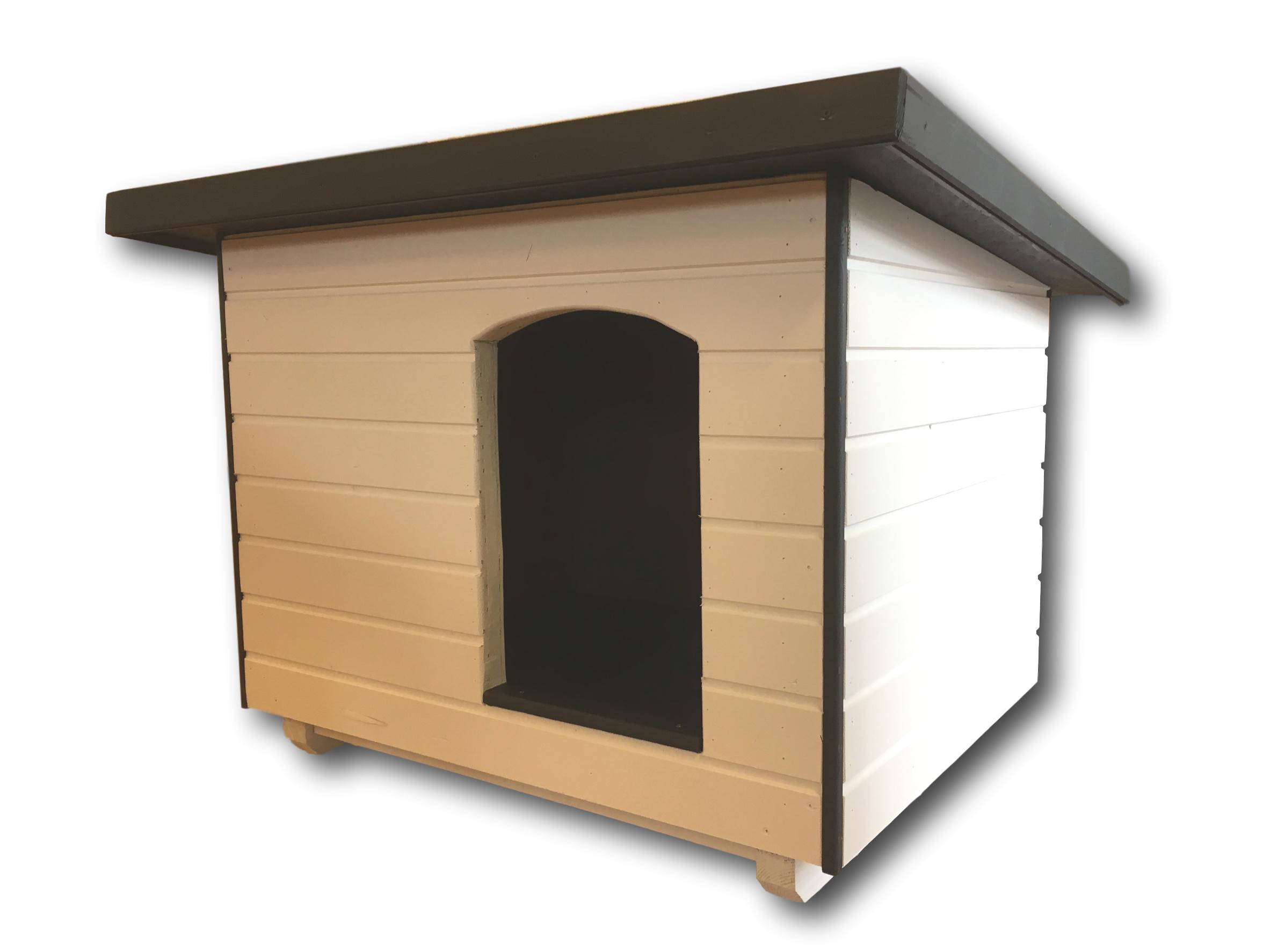 Új 80X100 hőszigetelt kutyaház lapos tetős fehér-antracit