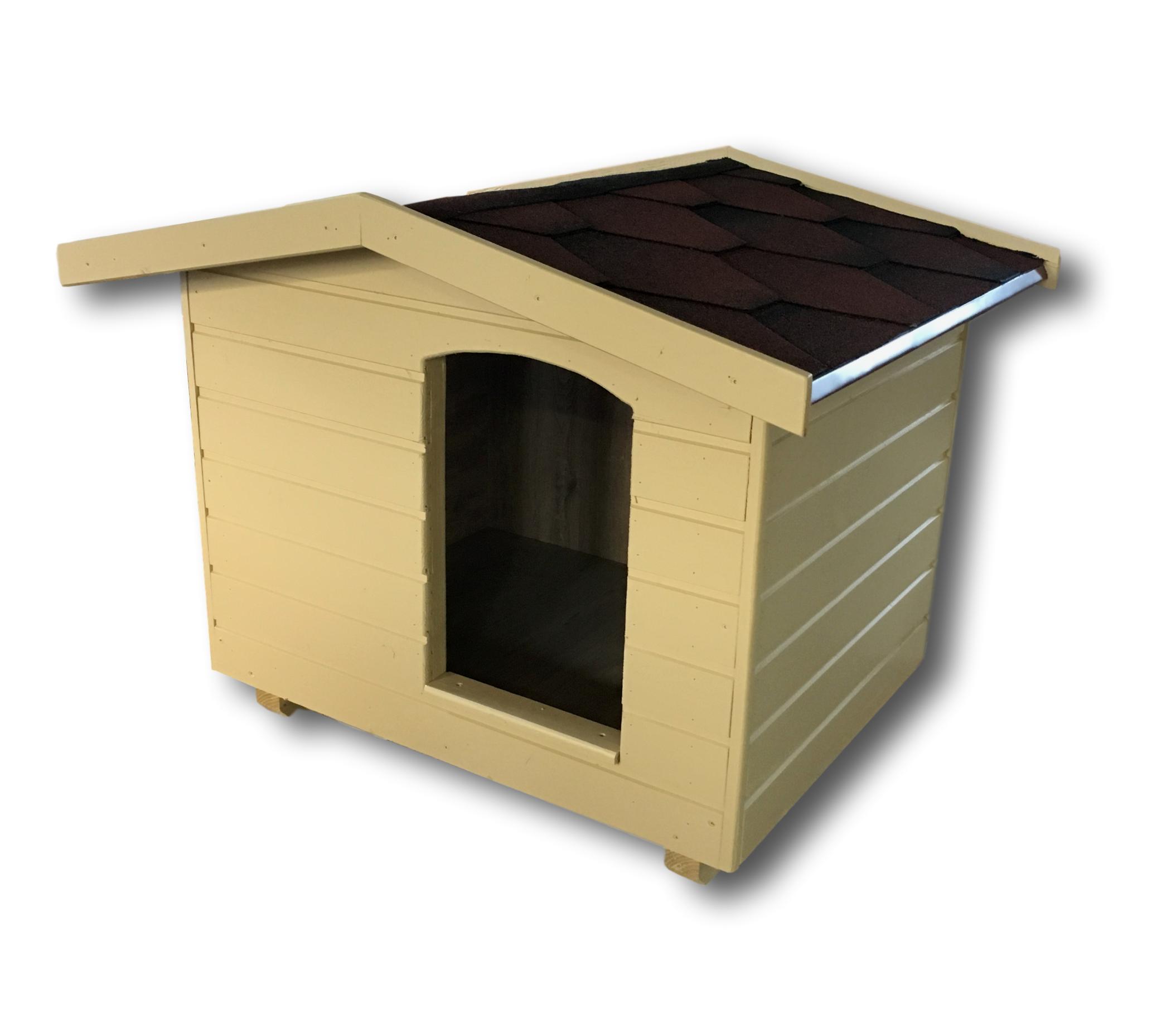 Új 70X90 hőszigetelt kutyaház fordított amerikai tetős bézs