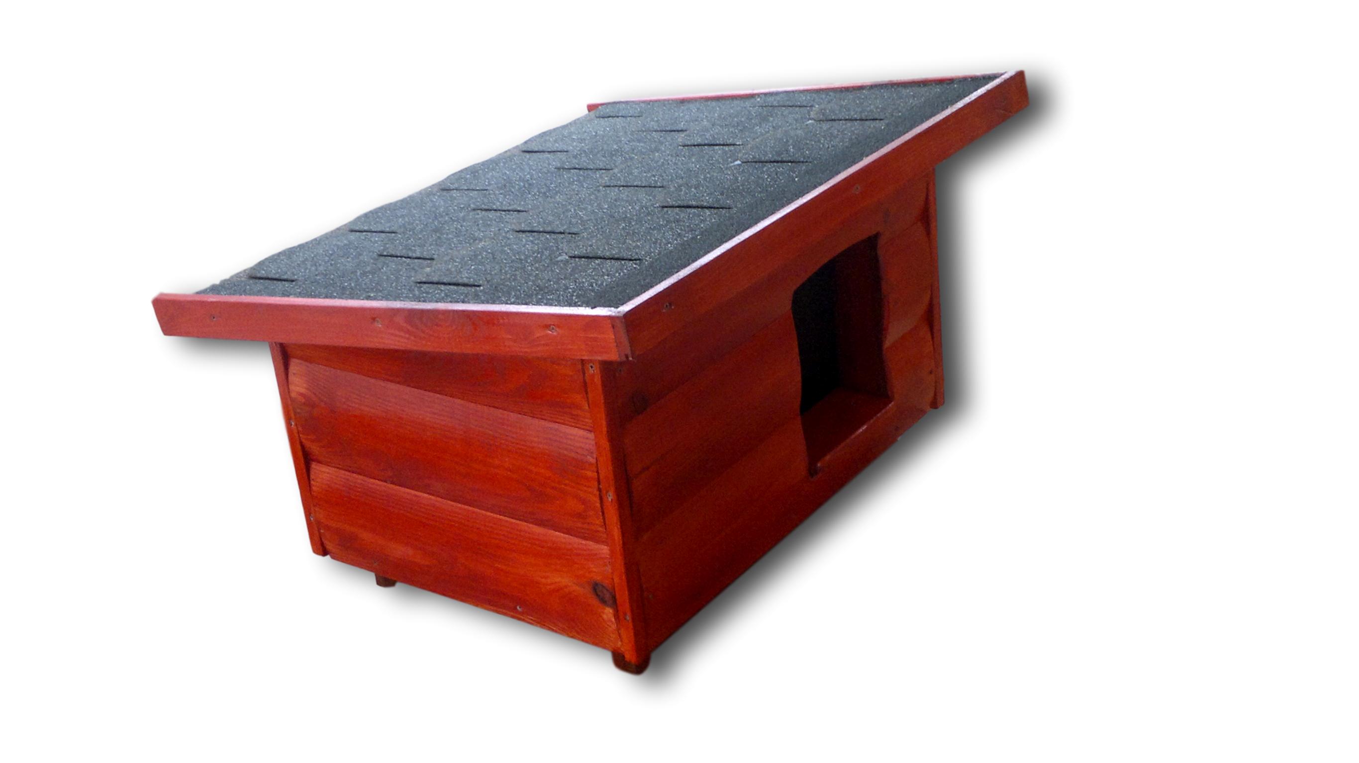 Új 50X70 extra hőszigetelt kutyaház rönkhatású lapos tetős