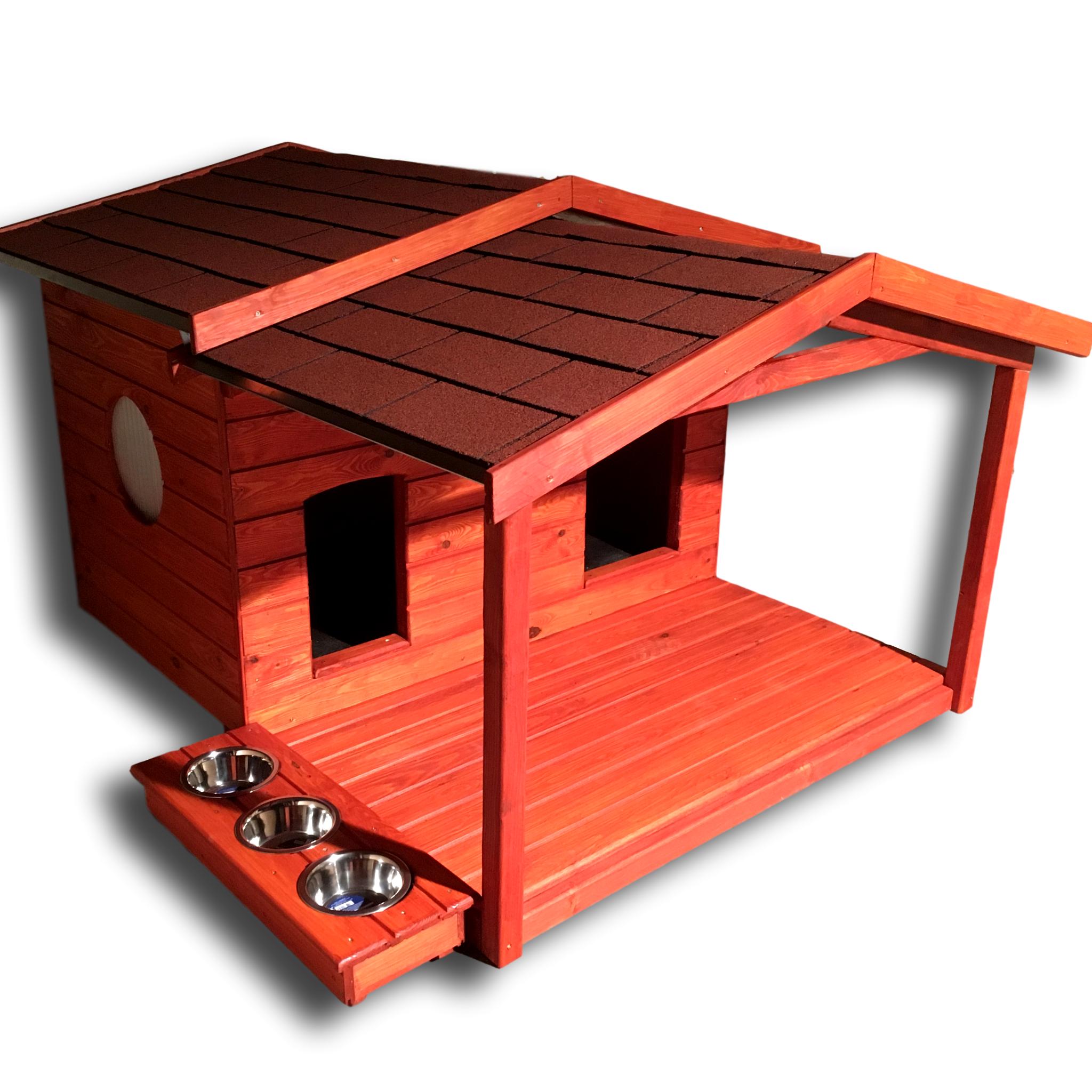 Új 140X100 hőszigetelt dupla kutyaház fordított amerikai tetős teraszos
