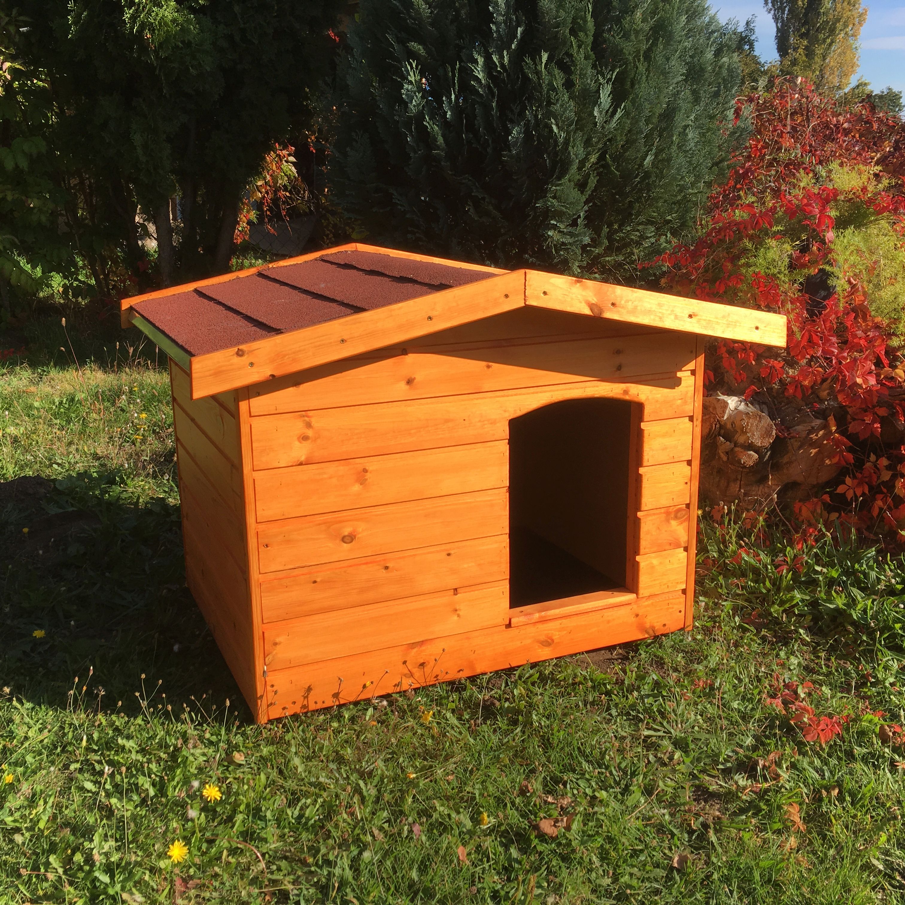 Új Extra hőszigetelt 70X90 kutyaház fordított amerikai tetős cseresznye