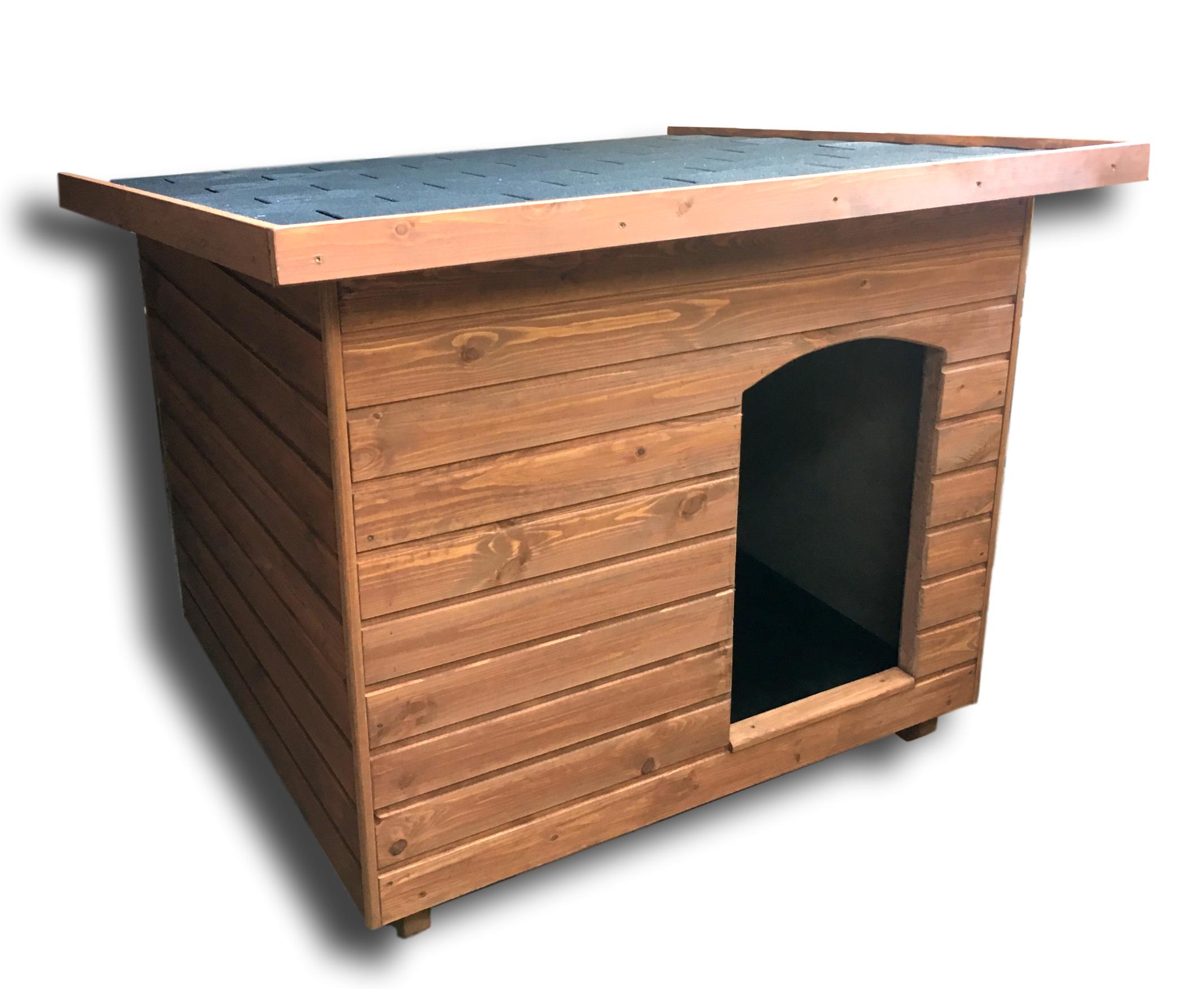 Új 100X110 kutyaház lapos tetős - rusztikusdió, zöld zsindely 