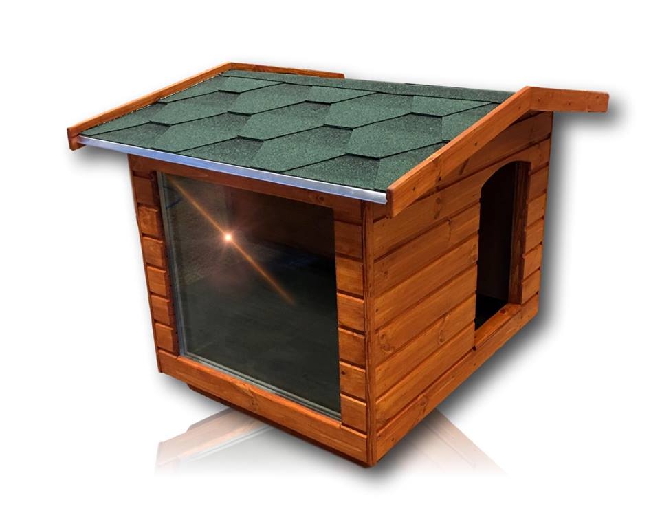 Új Panoráma 80X100 hőszigetelt kutyaház fordított amerikai tetős teak