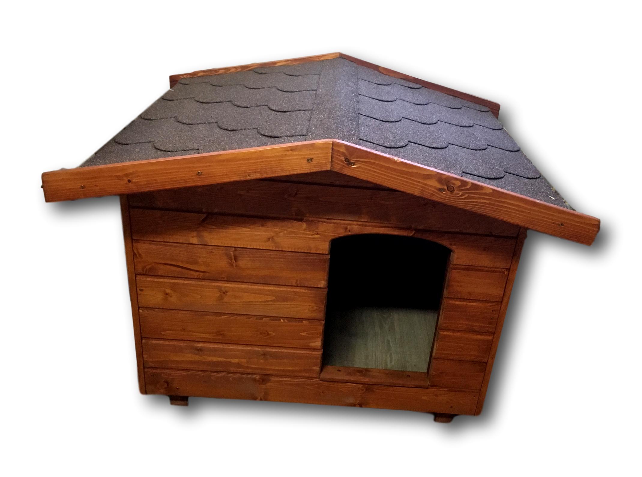 Új 70X90 hőszigetelt kutyaház fordított amerikai tetős teak, barna, hőfüggönnyel