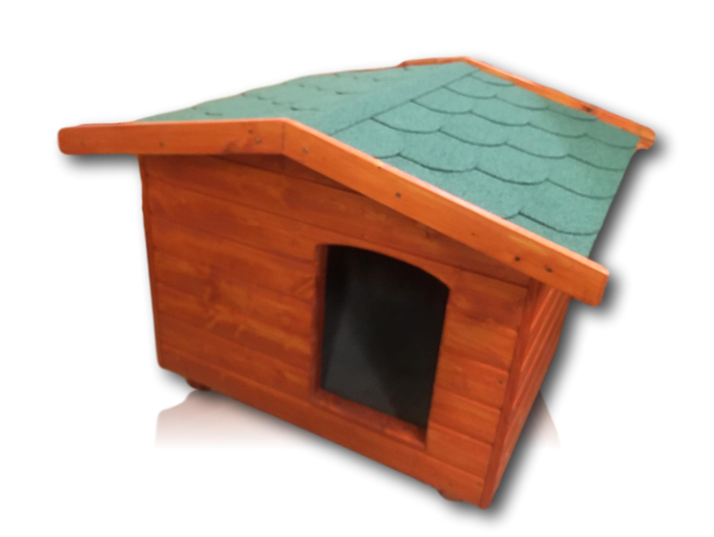 Új 70X90 hőszigetelt kutyaház fordított amerikai tetős mahagóni, zöld 