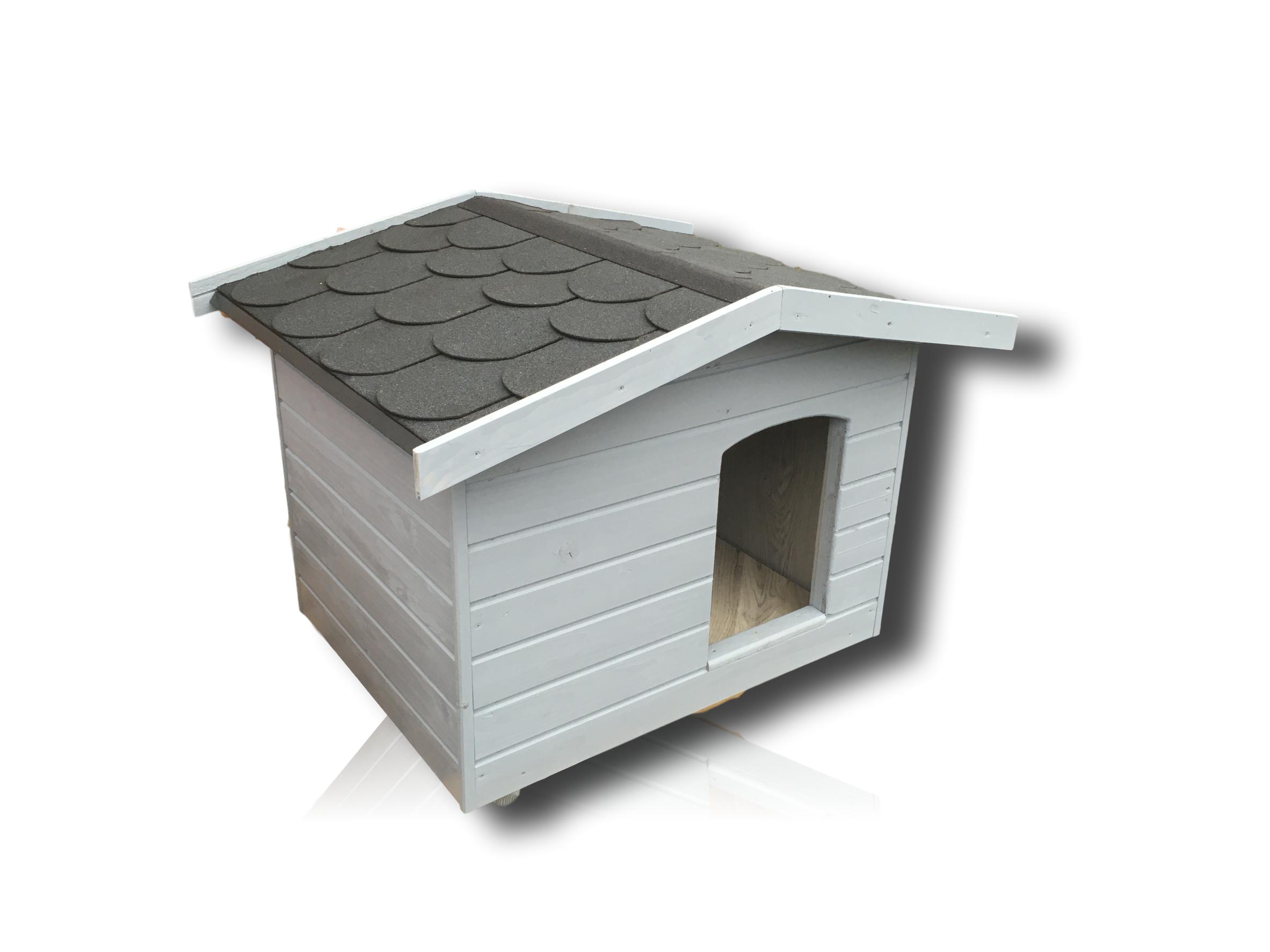 Új 70X90 hőszigetelt kutyaház fordított amerikai tetős szürke fekete