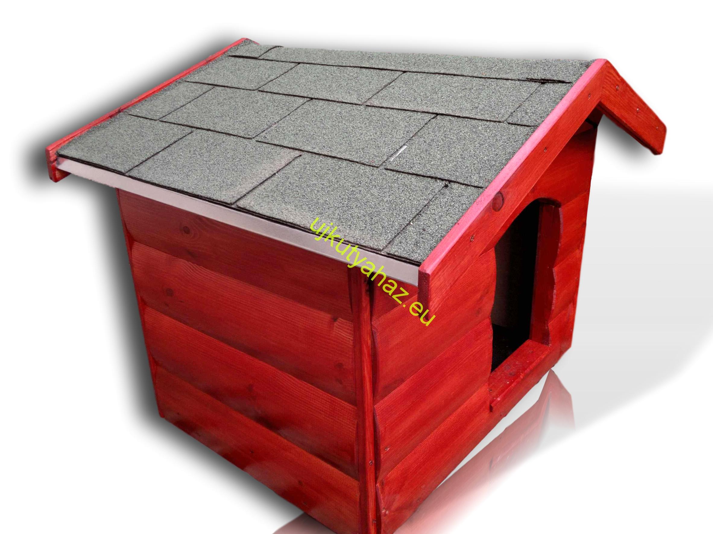 Új Rönkhatású 60X80 kutyaház sátor tetős - mahagóni